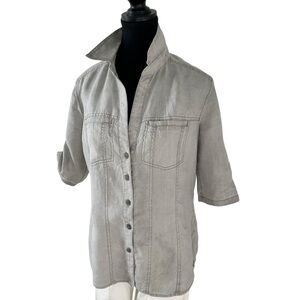 Olsen Europe Women's Gray Button Up Shirt With Front Pockets size 8